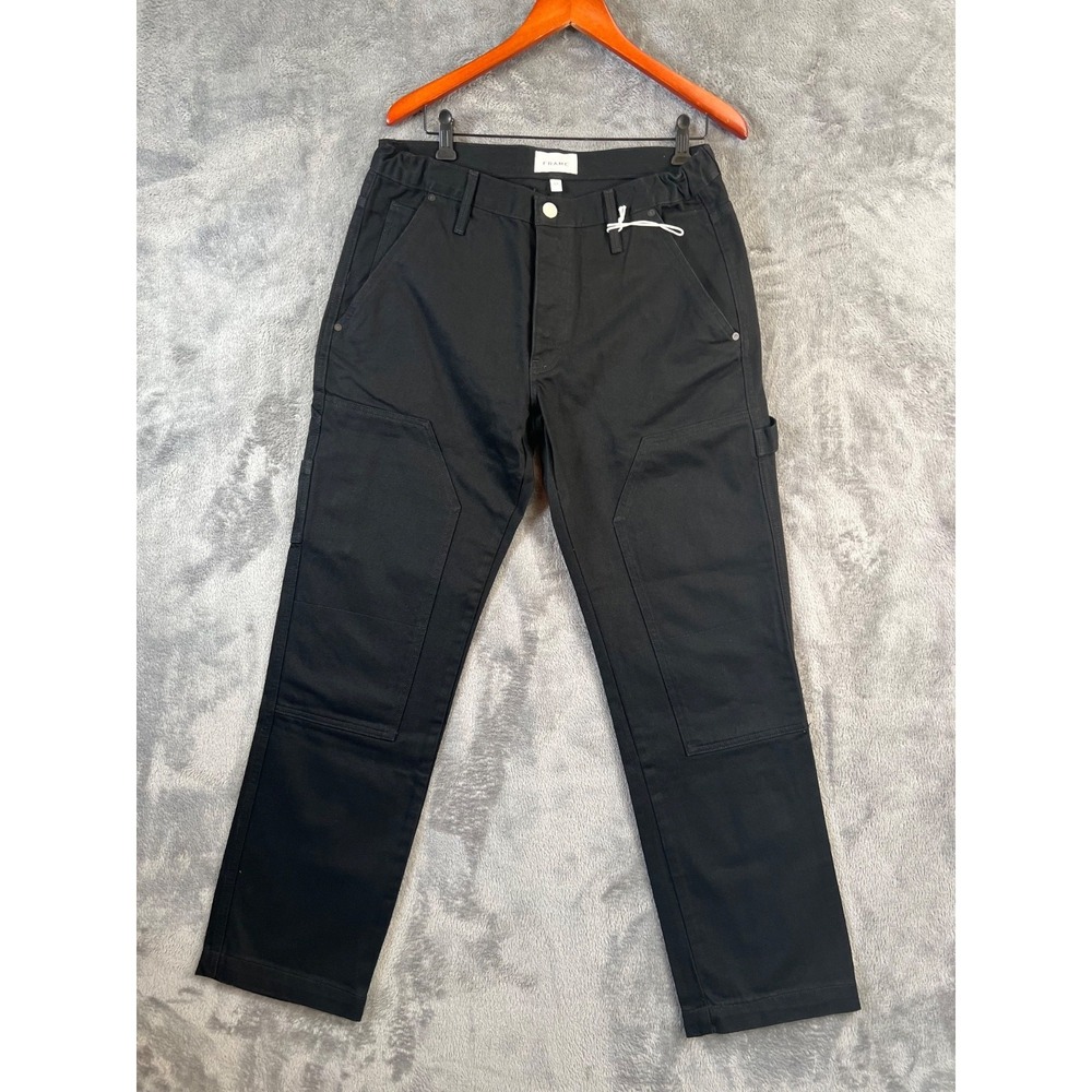 FRAME Jeans Mens 33x30 Black Double Knee Cargo Carpenter Workwear Denim NWOT